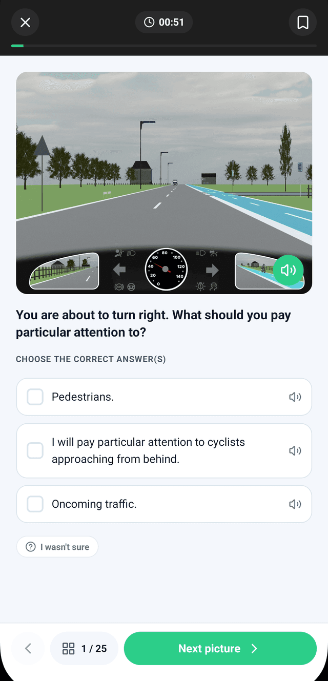 L'appli E-codedelaroute — écran de question d'un test de code